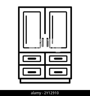 icône de placard ou symbole de ligne moderne. Dessin au trait vectoriel et conception d'icône avec contour audacieux. Noir et blanc Pixel Perfect symbole minimaliste isolé whi Illustration de Vecteur