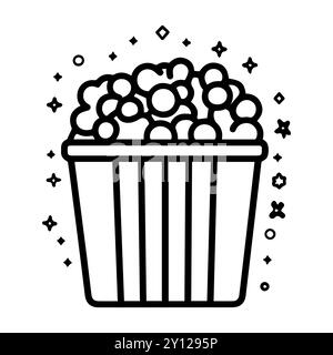 icône de pop-corn ou symbole de ligne moderne. Dessin au trait vectoriel et conception d'icône avec contour audacieux. Noir et blanc Pixel Perfect symbole minimaliste isolé whit Illustration de Vecteur