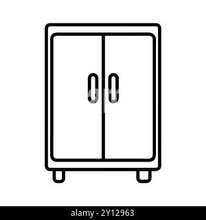 icône de placard ou symbole de ligne moderne. Dessin au trait vectoriel et conception d'icône avec contour audacieux. Noir et blanc Pixel Perfect symbole minimaliste isolé whi Illustration de Vecteur