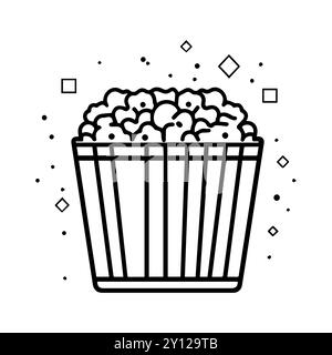 icône de pop-corn ou symbole de ligne moderne. Dessin au trait vectoriel et conception d'icône avec contour audacieux. Noir et blanc Pixel Perfect symbole minimaliste isolé whit Illustration de Vecteur