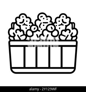 icône de pop-corn ou symbole de ligne moderne. Dessin au trait vectoriel et conception d'icône avec contour audacieux. Noir et blanc Pixel Perfect symbole minimaliste isolé whit Illustration de Vecteur