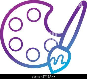Icône de palette de peinture dégradé dans les tons violets et bleus vecteur Illustration de Vecteur