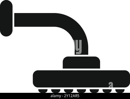 Glyphe noir simple représentant une pomme de douche pulvérisant de l'eau, pour les concepts de salle de bain et d'hygiène Illustration de Vecteur