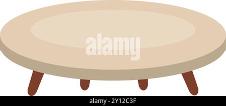 Table basse ronde simple beige avec pieds en bois vecteur Illustration de Vecteur