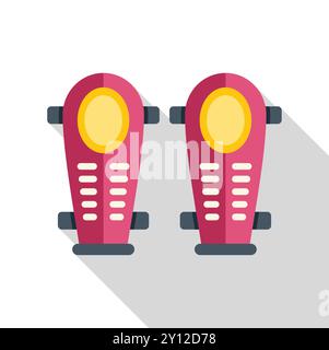 Paire de protège-tibias roses pour prévenir les blessures sportives, équipement de sécurité pour un style de vie actif et un entraînement professionnel Illustration de Vecteur