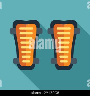Protège-tibias de football orange protégeant les jambes des athlètes pendant le match Illustration de Vecteur