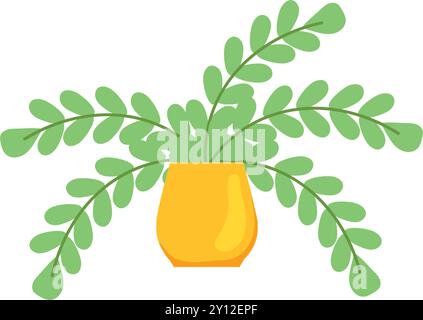 Plante en pot verte dans un vecteur de style dessin animé simple Illustration de Vecteur