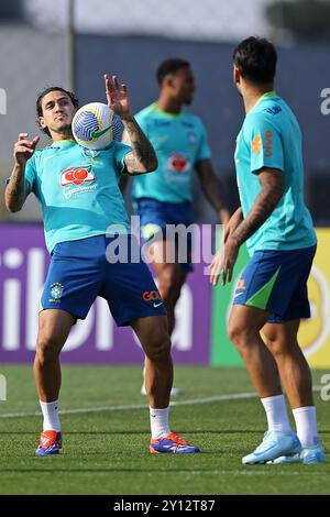 Curitiba, Brésil. 04th Sep, 2024. CT do Caju Pedro de l'équipe nationale brésilienne, lors de l'entraînement au CT do Caju, ce mercredi 04. L'équipe se prépare à affronter l'Équateur lors de la 7e manche des qualifications sud-américaines pour la Coupe du monde de la FIFA 2026. 30761 (Heuler Andrey/SPP) crédit : SPP Sport Press photo. /Alamy Live News Banque D'Images