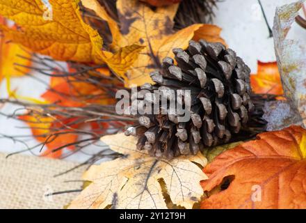 couronne d'automne près décor d'automne Banque D'Images