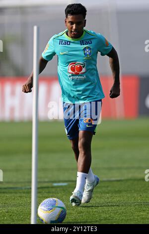 Curitiba, Brésil. 04th Sep, 2024. CT do Caju Rodrygo de l'équipe nationale brésilienne, lors de l'entraînement au CT do Caju, ce mercredi 04. L'équipe se prépare à affronter l'Équateur lors de la 7e manche des qualifications sud-américaines pour la Coupe du monde de la FIFA 2026. 30761 (Heuler Andrey/SPP) crédit : SPP Sport Press photo. /Alamy Live News Banque D'Images