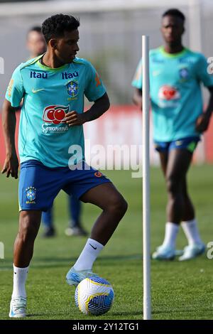 Curitiba, Brésil. 04th Sep, 2024. CT do Caju Rodrygo de l'équipe nationale brésilienne, lors de l'entraînement au CT do Caju, ce mercredi 04. L'équipe se prépare à affronter l'Équateur lors de la 7e manche des qualifications sud-américaines pour la Coupe du monde de la FIFA 2026. 30761 (Heuler Andrey/SPP) crédit : SPP Sport Press photo. /Alamy Live News Banque D'Images