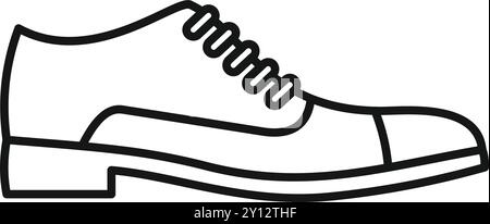 Cette icône représente une élégante chaussure en cuir masculin classique avec lacets, adaptée aux entreprises de mode et de détail Illustration de Vecteur