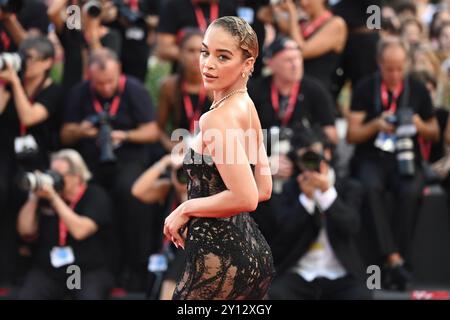 Venedig, Italie. 04th Sep, 2024. Jasmine Sanders assiste à la première du film 'Joker : folie à deux' au 81e Festival international du film de Venise. Crédit : Stefanie Rex/dpa-Zentralbild/dpa/Alamy Live News Banque D'Images