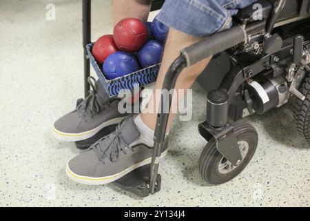 Mobilité Boccia DVD de formation sur un fauteuil roulant Banque D'Images