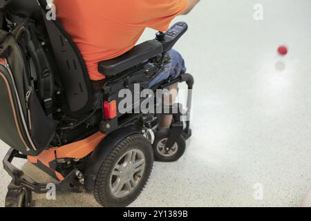 Mobilité Boccia DVD de formation sur un fauteuil roulant Banque D'Images