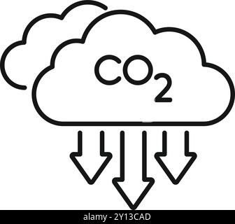 Icône simple des émissions de co2 polluant l'air avec du dioxyde de carbone Illustration de Vecteur