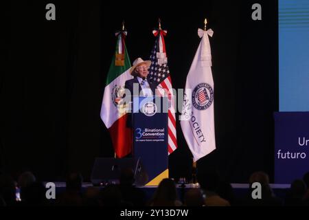 Mexico, Mexique. 04th Sep, 2024. Ken Salazar, ambassadeur des États-Unis au Mexique, lors de son discours à la 3e Convention binationale, où il a parlé de l’Accord de libre-échange et du fait que le Mexique est en première place en tant que partenaire commercial des États-Unis. Le 4 septembre 2024 à Mexico, Mexique. (Photo de Ian Robles/ crédit : Eyepix Group/Alamy Live News Banque D'Images