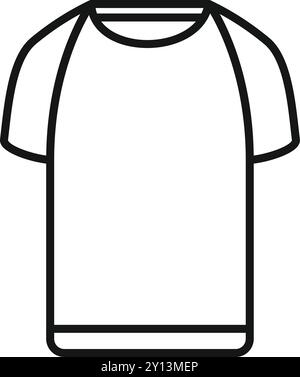 Icône vectorielle simple d'un t-shirt vierge avec des manches courtes dessinées avec de fines lignes noires Illustration de Vecteur