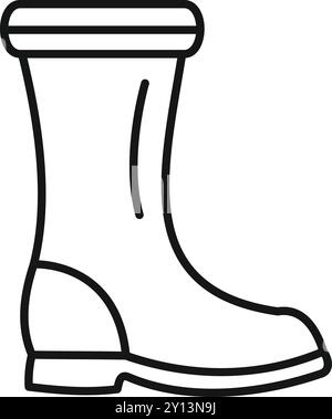 Icône vectorielle simple de bottes en caoutchouc hautes imperméables pour le jardinage ou la randonnée, isolé sur un fond blanc Illustration de Vecteur