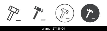 Icône de marteau d'enchères simple plat de symbole vectoriel de collection de contour de logo Illustration de Vecteur