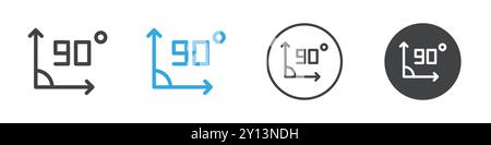 Icône d'angle de 90 degrés symbole vectoriel simple plat contour collection logo Illustration de Vecteur