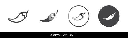 Icône de piment poivre simple plat symbole vectoriel contour collection logo Illustration de Vecteur