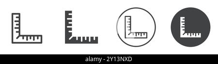 Icône de règle carrée de degré symbole vectoriel simple plat contour collection logo Illustration de Vecteur