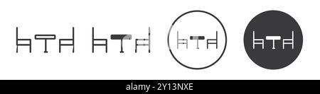 Table à manger avec des chaises icône simple de vecteur plat symbole contour collection logo Illustration de Vecteur