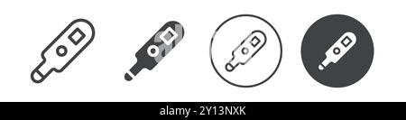 Icône de thermomètre numérique simple plat symbole vectoriel contour collection logo Illustration de Vecteur