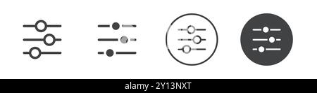 Icône de contrôle de l'égaliseur symbole vectoriel simple plat contour collection logo Illustration de Vecteur