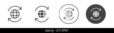 Icône de globe et de flèches simple symbole vectoriel plat contour collection logo Illustration de Vecteur