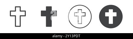 Religion Cross Icon simple Flat vector symbol contour collection logo Illustration de Vecteur