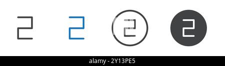 Icône de numéro simple de vecteur plat de symbole de contour de collection logo Illustration de Vecteur