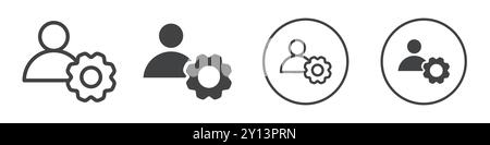 Icône d'utilisateur et d'engrenage simple plat symbole vectoriel contour de collection logo Illustration de Vecteur