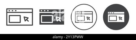 Icône de page Web et de curseur simple plat de symbole vectoriel contour de collection logo Illustration de Vecteur