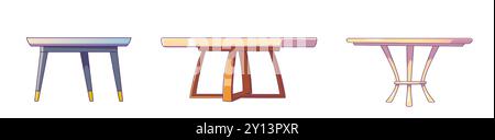 Table ronde avec icône de jambe. Ensemble de meubles d'intérieur de cuisine. Décor de restaurant ou de salon avec surface vide dans un style minimaliste. Décoration d'intérieur en forme de cercle. Café élégant et propre Illustration de Vecteur