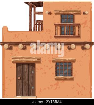 Illustration d'une maison rustique mexicaine en adobe Illustration de Vecteur