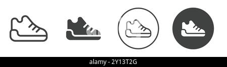 Icône de chaussures de sport simple plat vecteur symbole contour collection Set logo Illustration de Vecteur