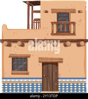 Illustration d'une maison d'adobe mexicaine classique Illustration de Vecteur