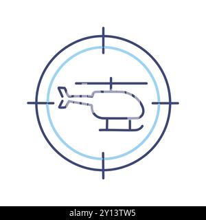 Icône de cible hélicoptère. Hélicoptère dans une cible, représentant la concentration, la précision et la réalisation des objectifs. Illustration de Vecteur