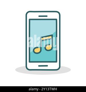 Icône musique du téléphone. Illustration simple d'un téléphone mobile jouant de la musique. Parfait pour les applications, les sites Web et les présentations liées à la diffusion de musique, audio Illustration de Vecteur