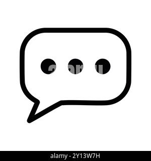 Icône en forme de bulle de dialogue. Bulle de parole simple en noir et blanc avec trois points. Représente la communication, la discussion et la conversation. Illustration de Vecteur