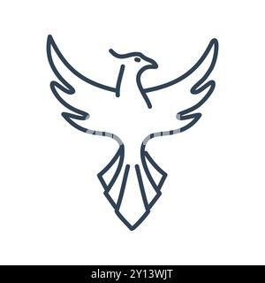 Symbole oiseau Phoenix. Illustration simple au trait d'un phénix, symbolisant la renaissance et le renouveau. Idéal pour logo, icône ou élément de design. Illustration de Vecteur