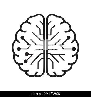 Icône cerveau numérique. L'icône numérique du cerveau symbolise l'intelligence artificielle et les fonctions cognitives. Illustration de Vecteur