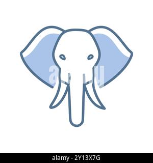 Icône éléphant. Illustration simple de tête d'éléphant de style dessin animé. Parfait pour les logos, les marques ou les designs pour enfants. Illustration de Vecteur