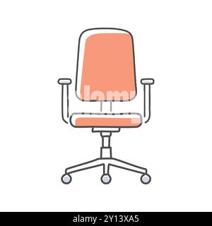 Illustration de chaise de bureau. Illustration dessinée à la main d'une chaise de bureau rose, parfaite pour les conceptions de lieu de travail ou d'entreprise. Illustration de Vecteur