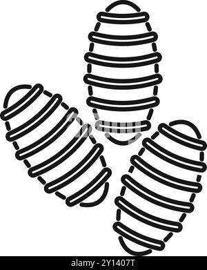 Cette illustration vectorielle simple présente le contour de trois spirulines formant un triangle Illustration de Vecteur