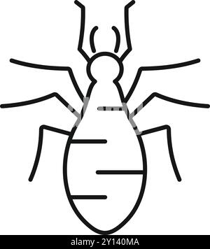 Simple dessin au trait d'un termite, un insecte mangeant du bois qui peut causer des dommages structurels aux bâtiments Illustration de Vecteur