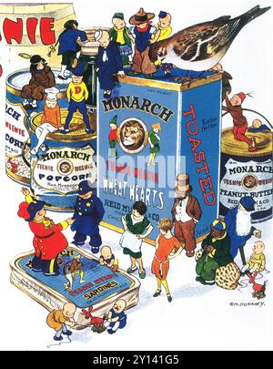 1928 publicité Monarch Food Products avec William Donahey art. Banque D'Images