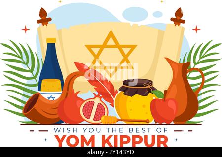 Yom Kippur célébration ou vous souhaite une illustration vectorielle de jour béni pour le jour des Expiations dans le judaïsme et pour la fête juive en arrière-plan Illustration de Vecteur